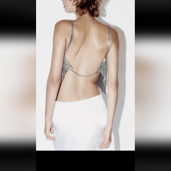 Zara Shimmery Evening Rhinestone Crop Top - Picture 4 of 9